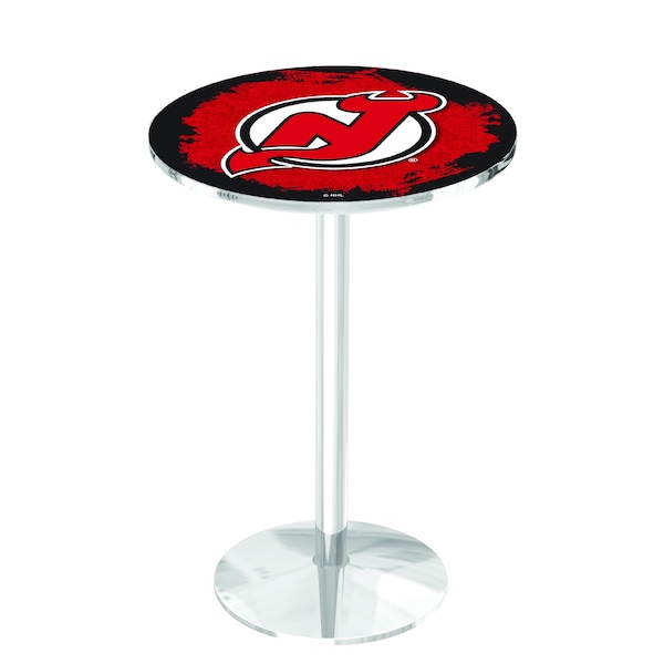 Holland Bar Stool Co 42" Chrome New Jersey Devils Pub Table L214C4228NJDevl - main